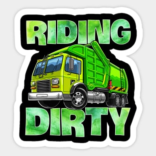 Recycling Trash Garbage Truck T Kids Men Riding Dirty Sticker